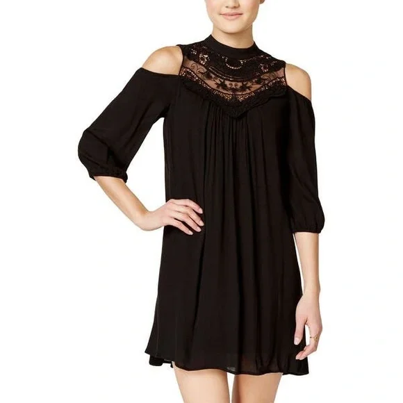 chinese dress ladies A-Line Cold Shoulder High Low Black Homecoming Dress with Lace Custom Size / Black